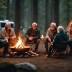 Camping For Seniors - Senior Men around camp fire